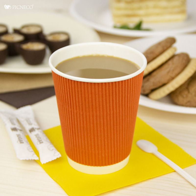 товар Бумажный гофрированный стакан, оранжевый, 250 мл (макс. 270 мл) STG125O