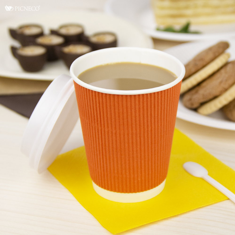 товар Бумажный гофрированный стакан, оранжевый, 250 мл (макс. 270 мл) STG125O