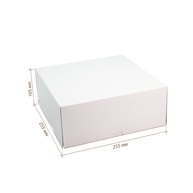 Коробка для торта, белая, 255*255*105 мм