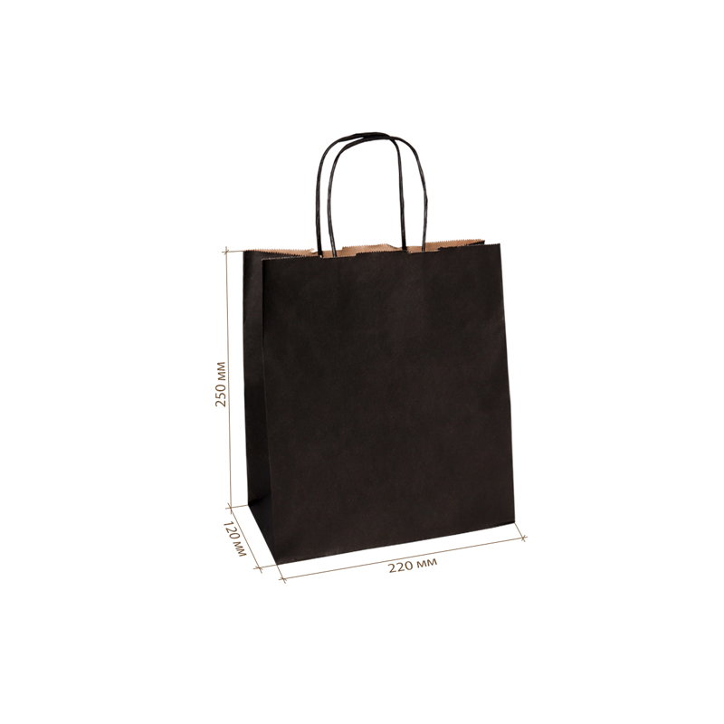 товар Черный пакет с кручеными ручками, внутри крафтовый, 220*120*250 мм CKPK022