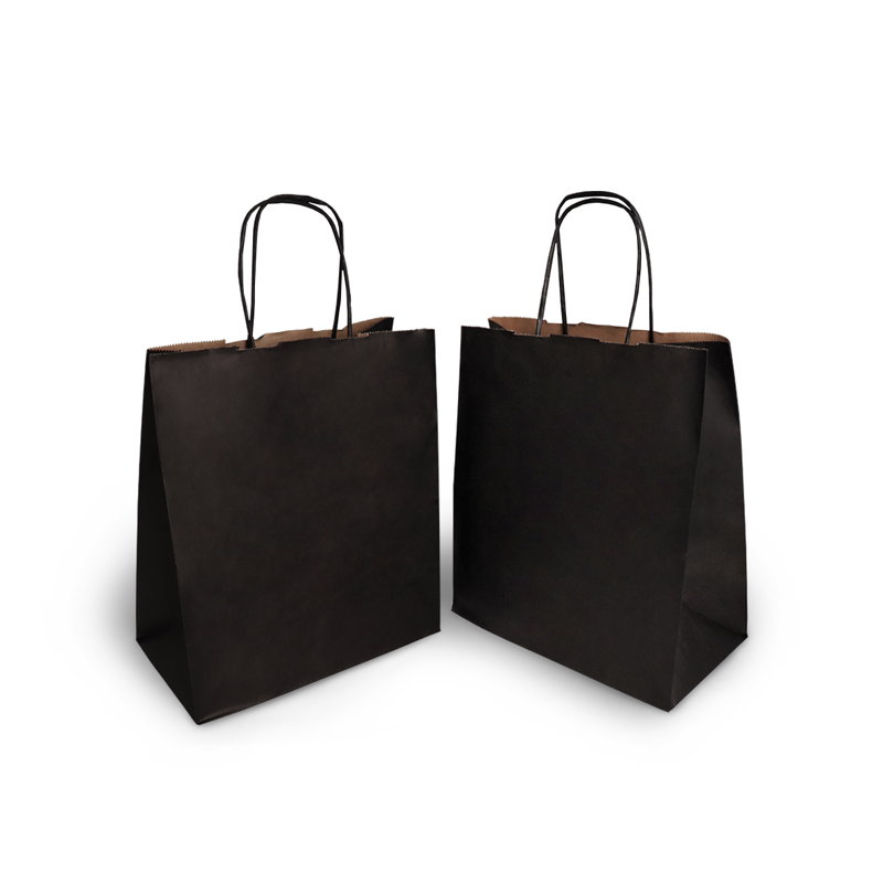 товар Черный пакет с кручеными ручками, внутри крафтовый, 220*120*250 мм CKPK022