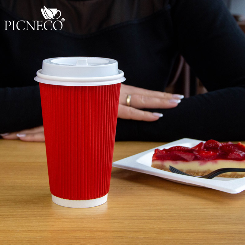 товар Гофрированный бумажный стакан 400 мл, красный STG045R