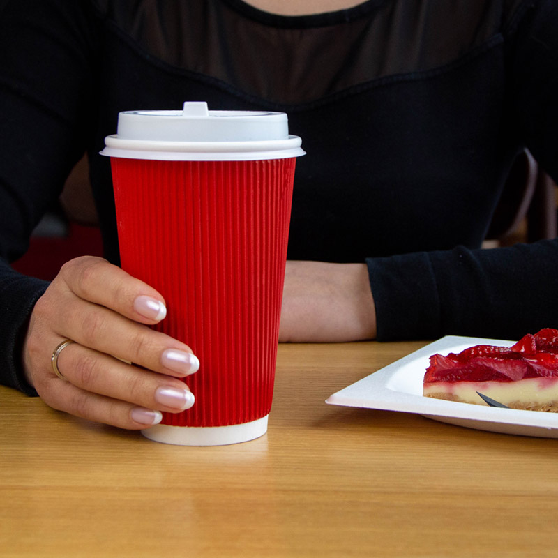 товар Гофрированный бумажный стакан 400 мл, красный STG045R