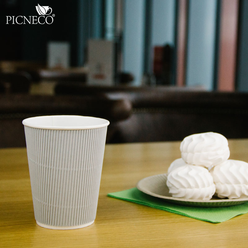 товар Бумажный гофрированный стакан, серебристый, 350 мл (макс. 400 мл) STG135Sr