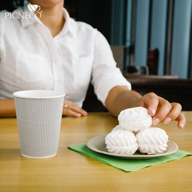 товар Бумажный гофрированный стакан, серебристый, 350 мл (макс. 400 мл) STG135Sr