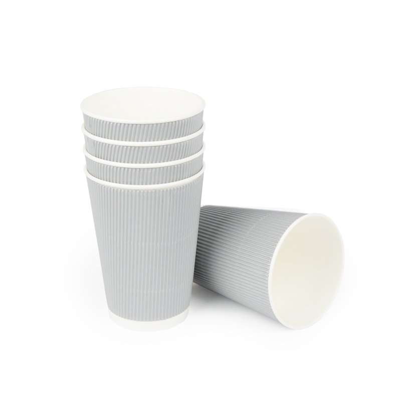 товар Бумажный гофрированный стакан, серебристый, 350 мл (макс. 400 мл) STG135Sr