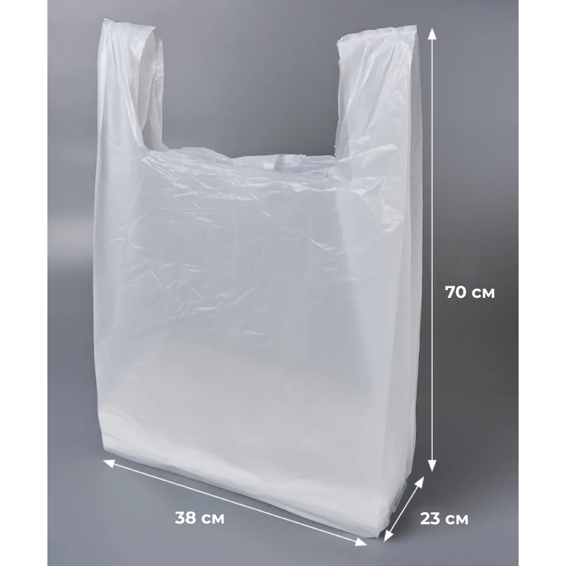 товар Пакет майка, ПЭ, 38+23х70 см, 12 мкм (белая) MY02918