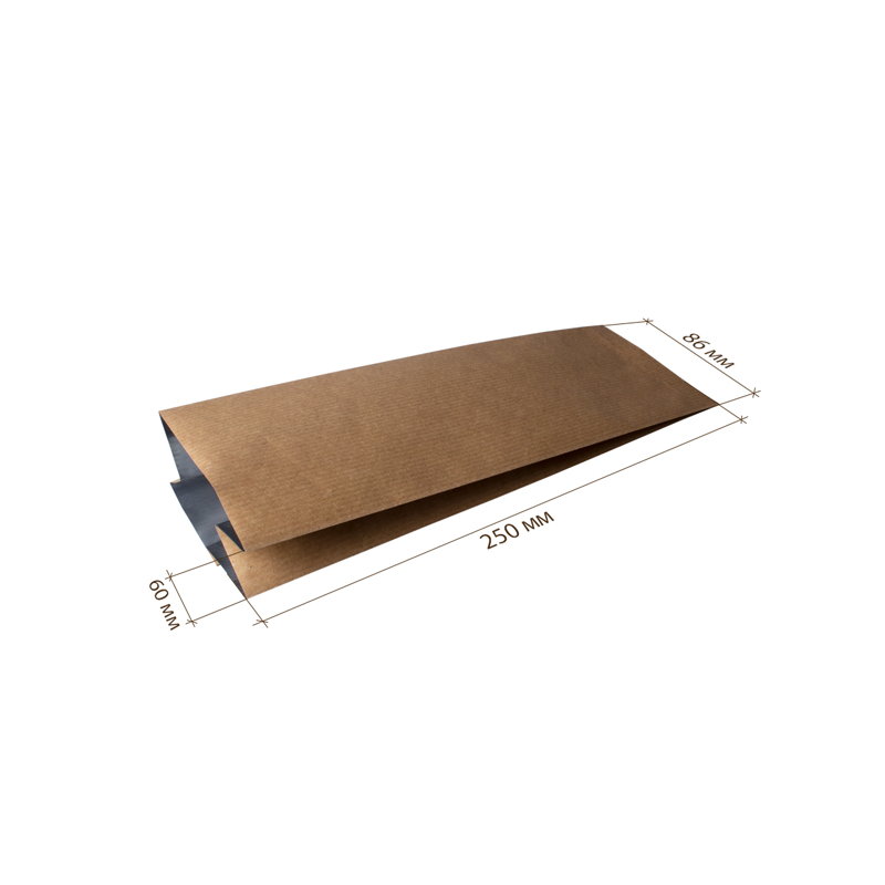 товар Бумажный металлизированный крафт пакет, 85*60*250 мм TR085Kr