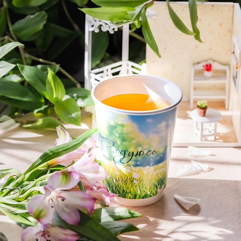 товар Бумажный стакан с рисунком "Радуюсь теплу" 350 мл, двухслойный STD325Rt