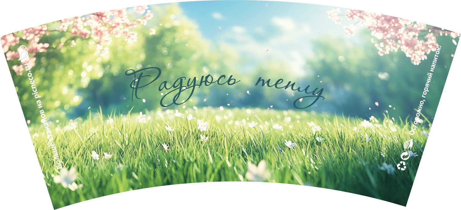 товар Бумажный стакан с рисунком "Радуюсь теплу" 350 мл, двухслойный STD325Rt