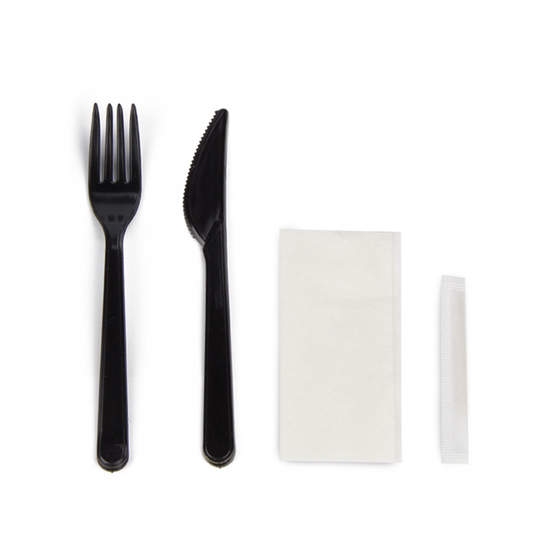 товар Набор черных приборов в инд. упаковке (нож, вилка, салфетка, зубочистка) RU202203C
