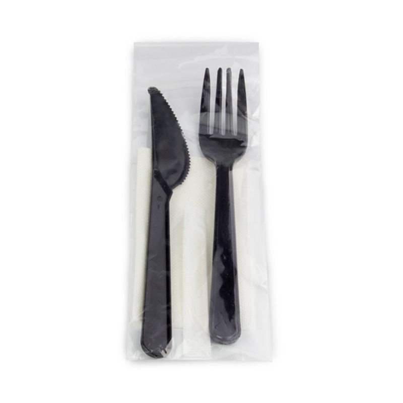 товар Набор черных приборов в инд. упаковке (нож, вилка, салфетка, зубочистка) RU202203C