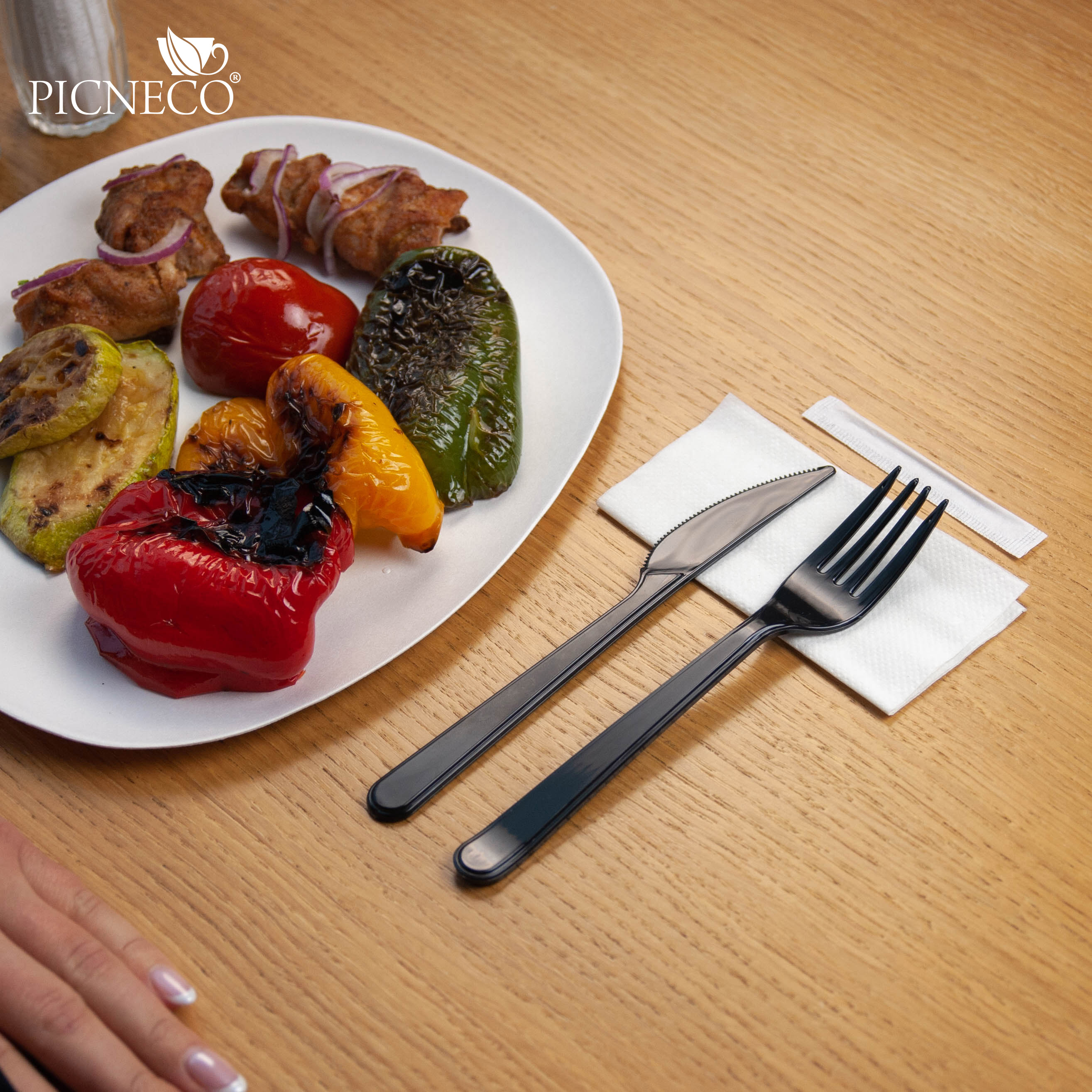 товар Набор черных приборов в инд. упаковке (нож, вилка, салфетка, зубочистка) RU202203C