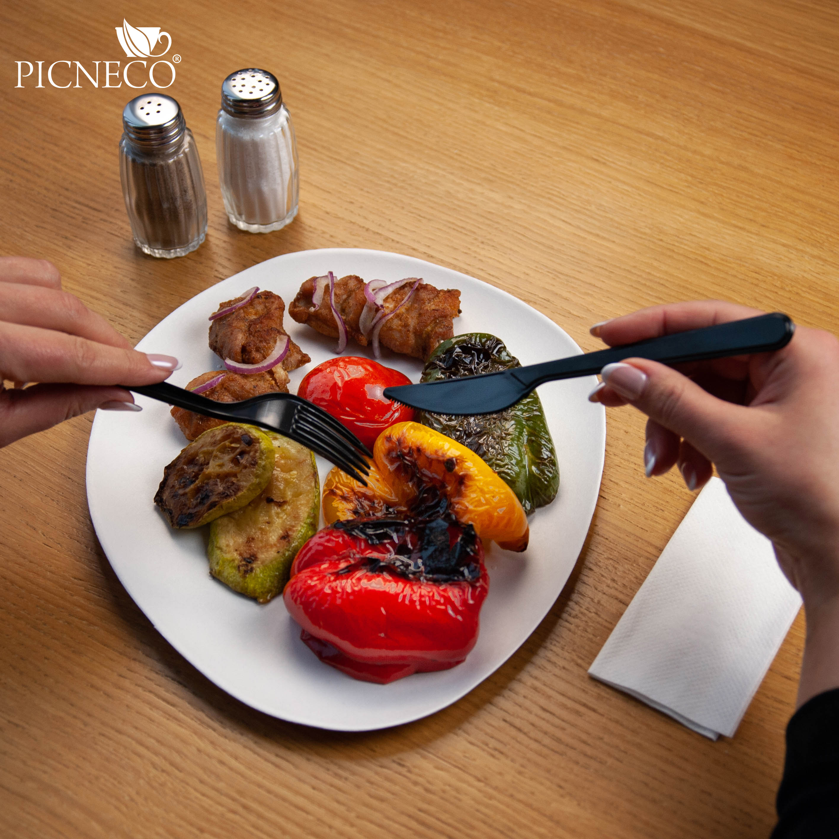 товар Набор черных приборов в инд. упаковке (нож, вилка, салфетка, зубочистка) RU202203C