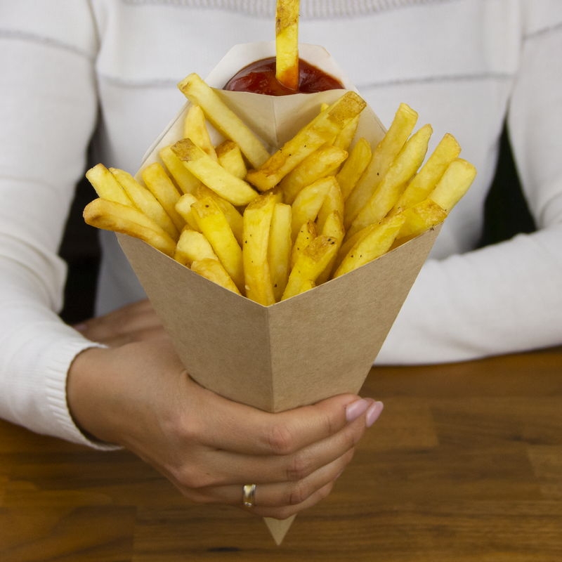 товар Упаковка для картофеля фри, конусная, с отделением для соуса BK011