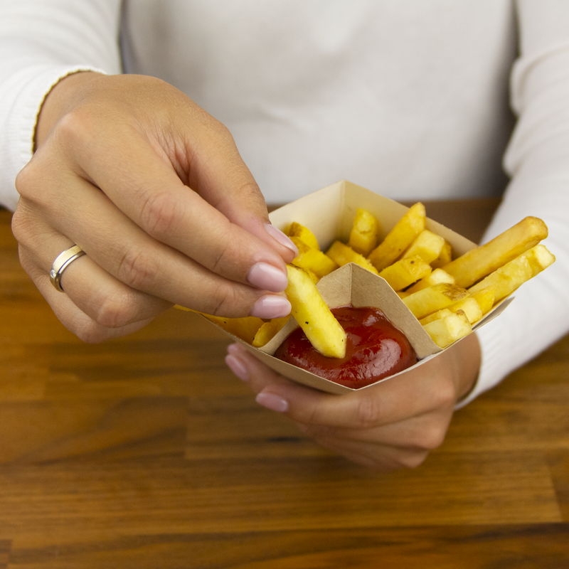 товар Упаковка для картофеля фри, конусная, с отделением для соуса BK011