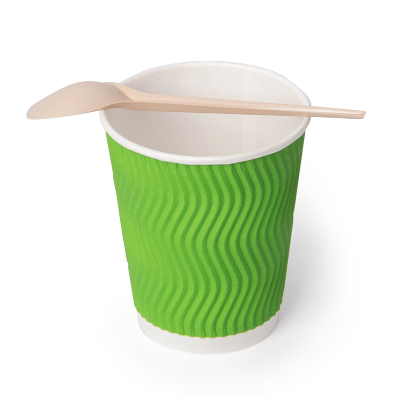 товар Гофрированный бумажный стакан 250 мл, зеленый, волна STG025Zw