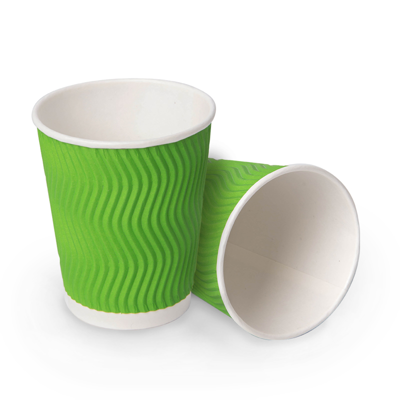 товар Гофрированный бумажный стакан 250 мл, зеленый, волна STG025Zw