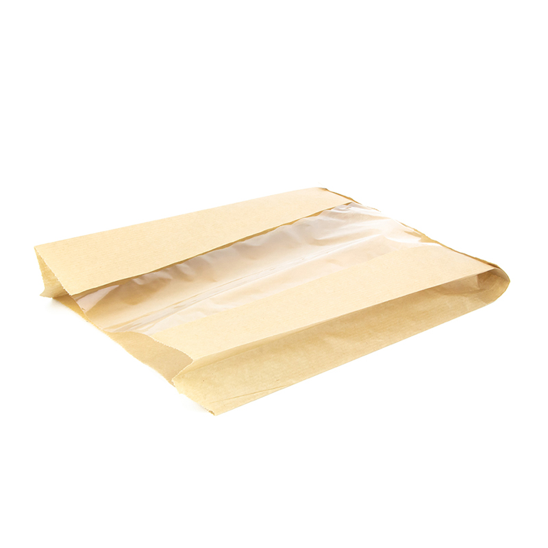 Крафт пакет с плоским дном и окном, 200(окно-100)*55*310 мм