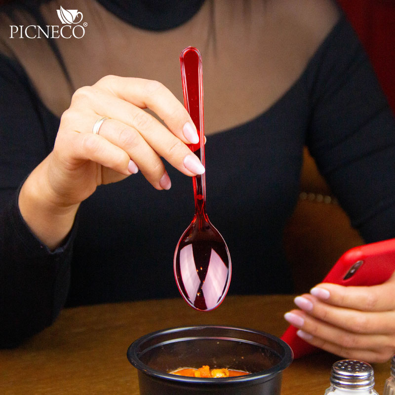 товар Пластиковая одноразовая красная ложка ПРЕМИУМ, 180 мм SPP201R