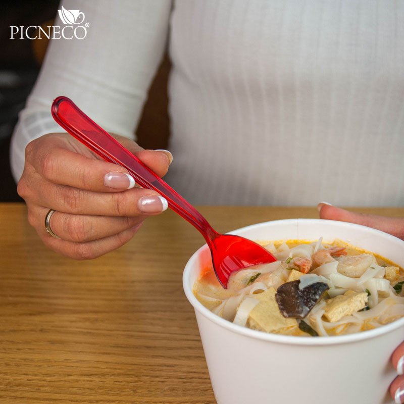 товар Пластиковая одноразовая красная ложка ПРЕМИУМ, 180 мм SPP201R