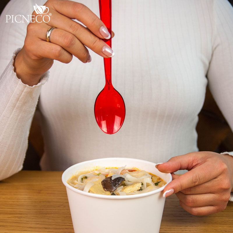 товар Пластиковая одноразовая красная ложка ПРЕМИУМ, 180 мм SPP201R