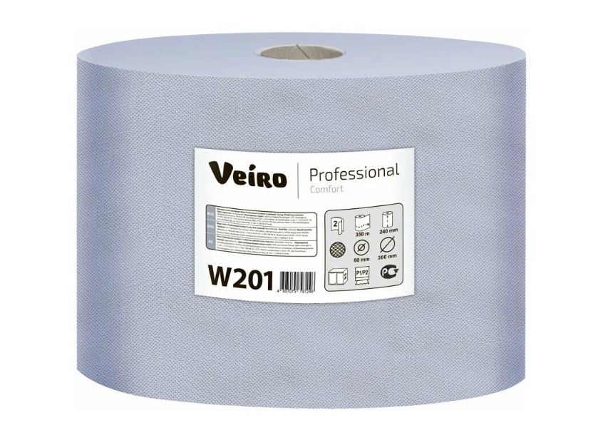Полотенца бумажные в рулоне "Comfort", 2-слоя, 240*300 мм, синий, 350 м, серия W201