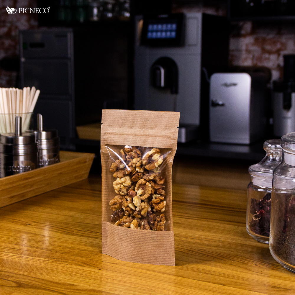 товар Крафт пакет дой пак зип лок с окном 100мм 120*30*185 мм ZLL120Kr