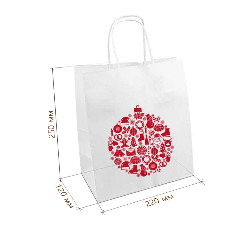 товар Подарочный пакет с кручеными ручками новогодний, 220*120*250, 80 г/м2 BPK022-NY