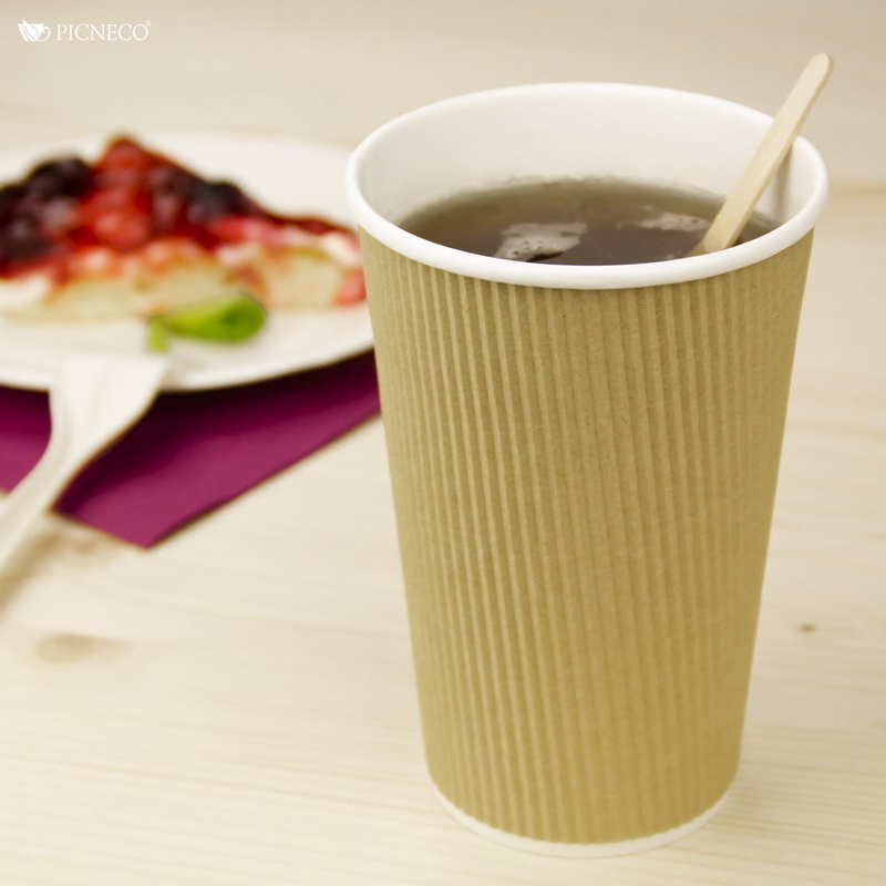 товар Бумажный гофрированный стакан, крафт, 400 мл (макс. 450 мл) STG045Kr