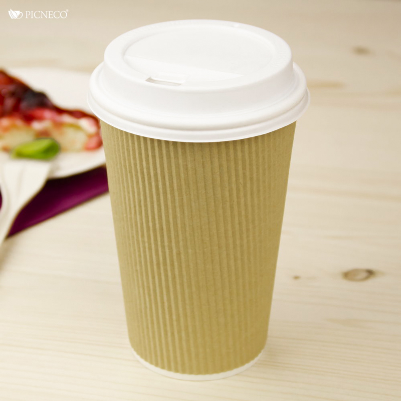 товар Бумажный гофрированный стакан, крафт, 400 мл (макс. 450 мл) STG045Kr