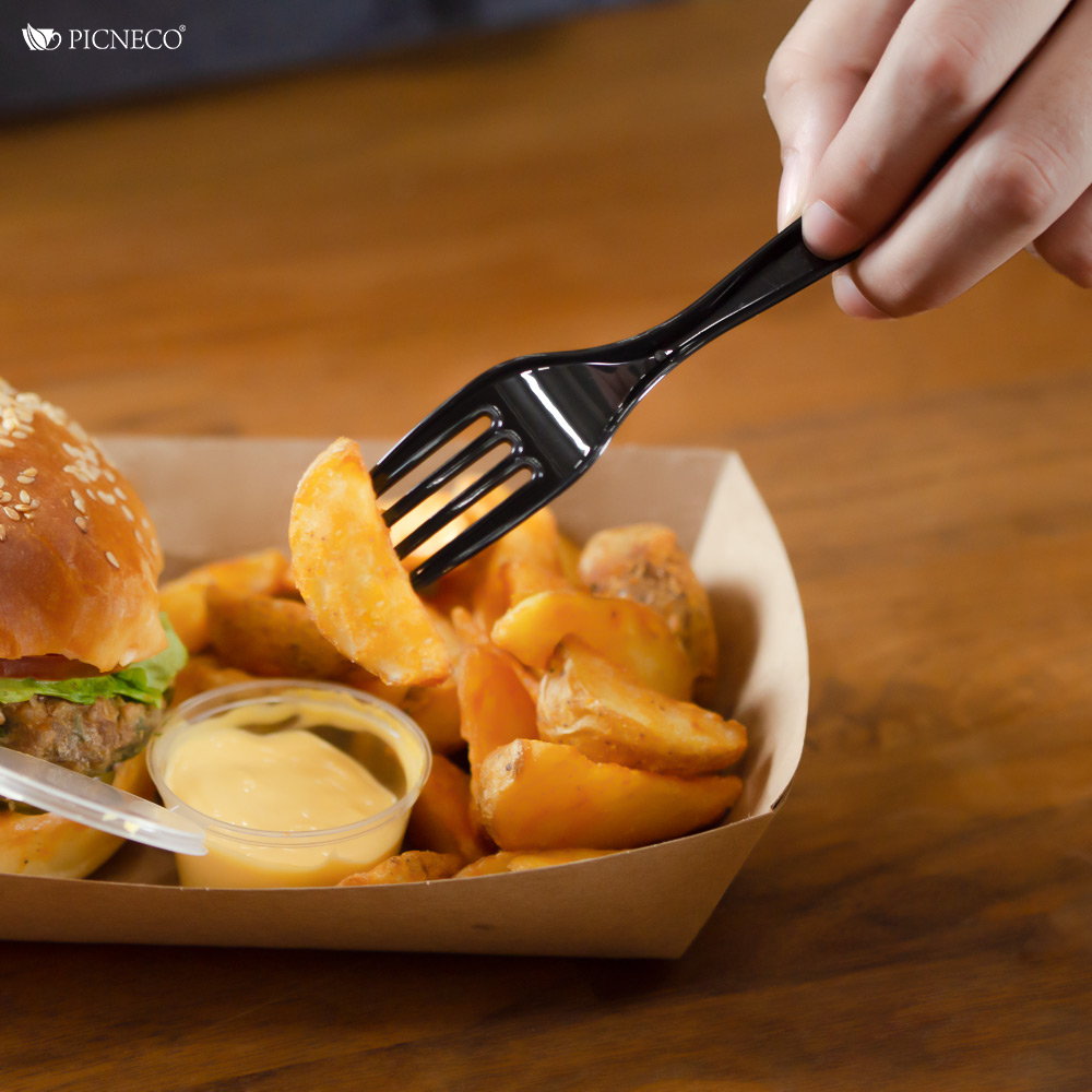 товар Пластиковая одноразовая черная вилка ПРЕМИУМ, 180 мм SPP202C