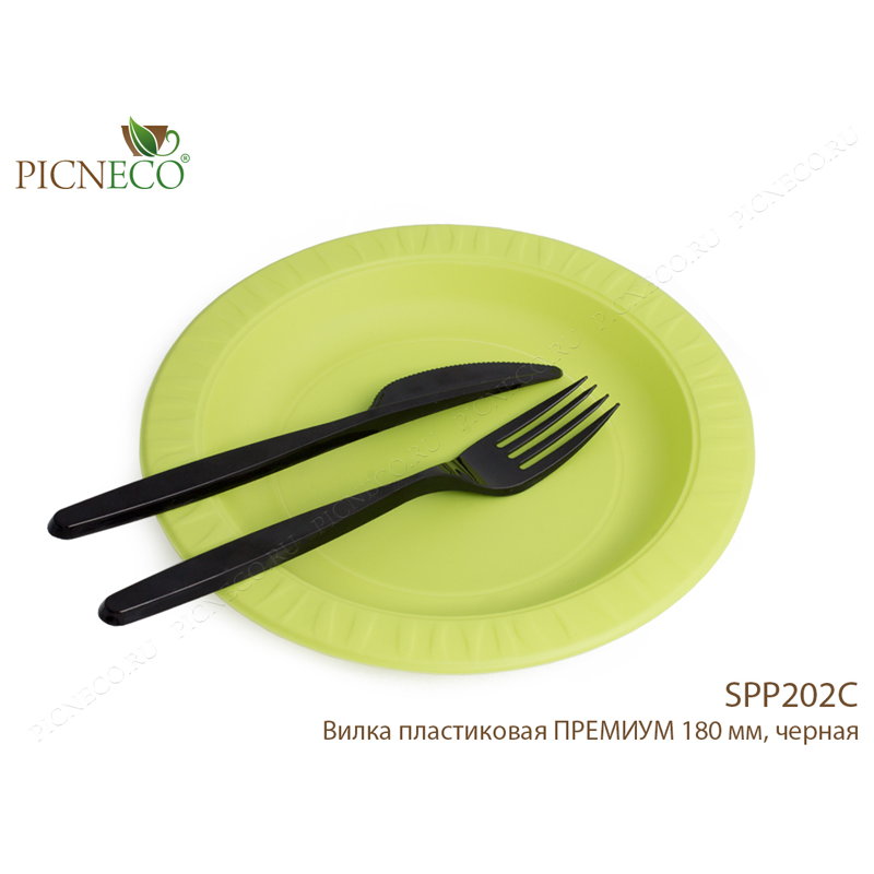 товар Пластиковая одноразовая черная вилка ПРЕМИУМ, 180 мм SPP202C