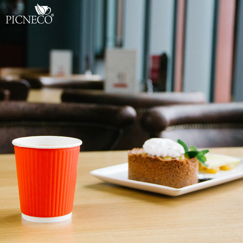 товар Двухслойный рифленый бумажный стакан, красный, 250 мл (макс. 270 мл) STG225R