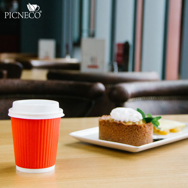 товар Двухслойный рифленый бумажный стакан, красный, 250 мл (макс. 270 мл) STG225R