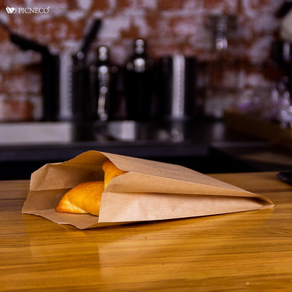 товар Бумажный крафт пакет с плоским дном, ламинированный, 140*70*250 мм KLL114