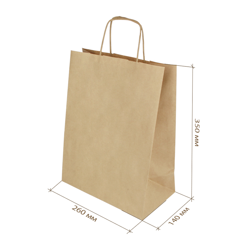 товар Бумажный крафт пакет с кручеными ручками, 260*140*350 мм, 78 KPK126