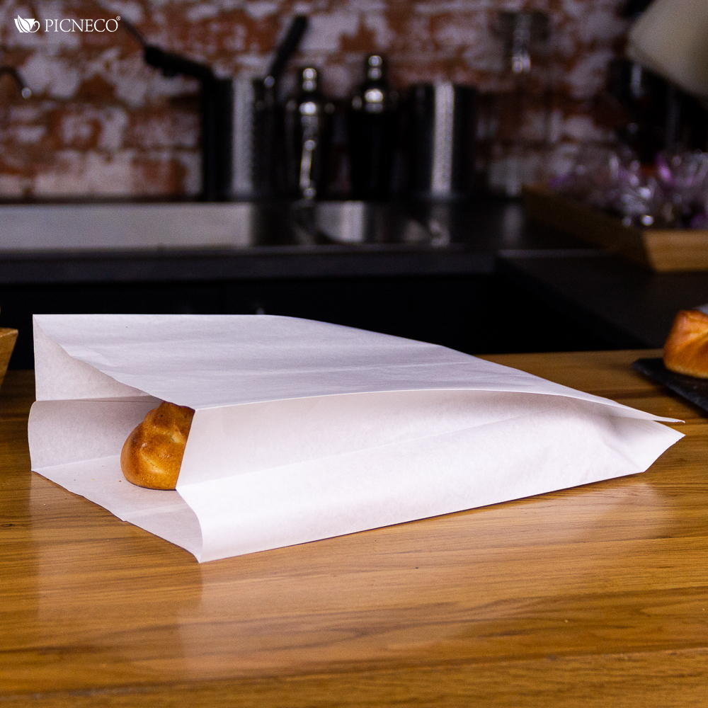 товар Бумажный крафт пакет с плоским дном и спаянным дном, белый, 200*100*340 мм BLD020