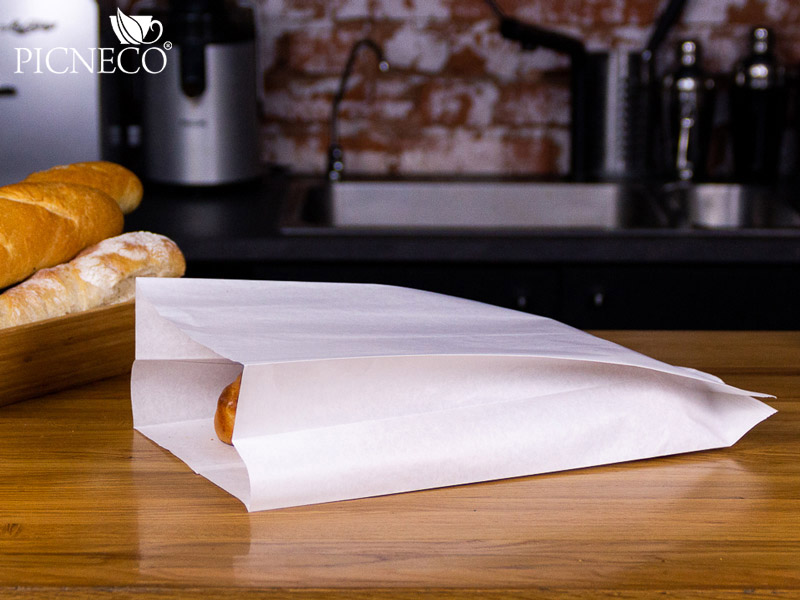 товар Бумажный крафт пакет с плоским дном и спаянным дном, белый, 200*100*340 мм BLD020