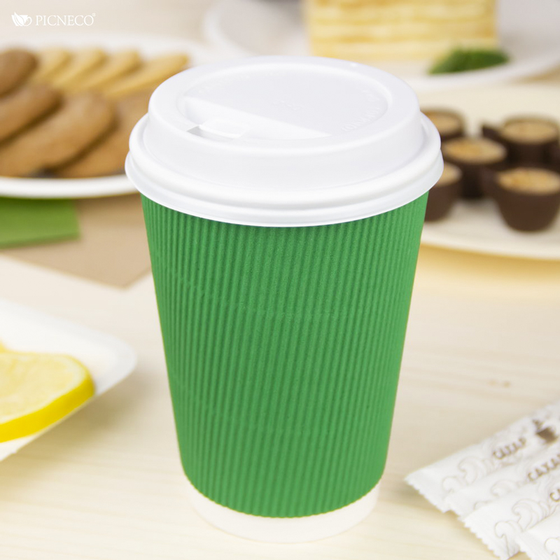 товар Бумажный гофрированный стакан, зеленый, 400 мл (макс. 450 мл) STG145Z