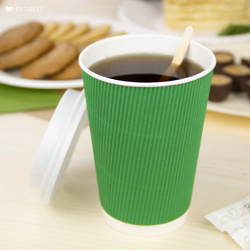 товар Бумажный гофрированный стакан, зеленый, 400 мл (макс. 450 мл) STG145Z