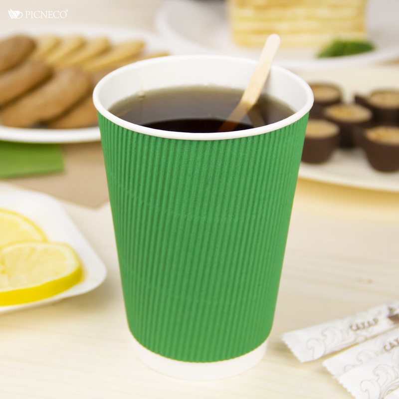 товар Бумажный гофрированный стакан, зеленый, 400 мл (макс. 450 мл) STG145Z