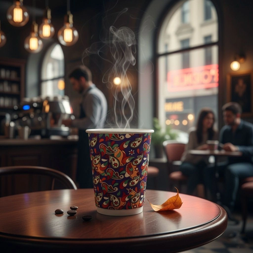 товар Бумажный стакан с рисунком "Пейсли" 350 мл, двухслойный STD325Pst