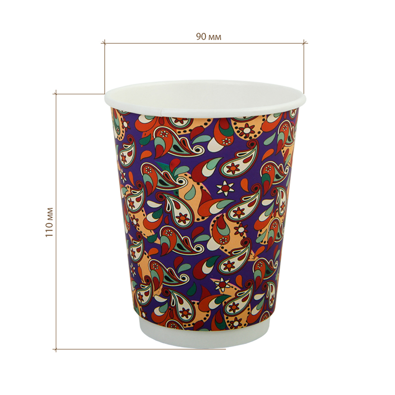 товар Бумажный стакан с рисунком "Пейсли" 350 мл, двухслойный STD325Pst