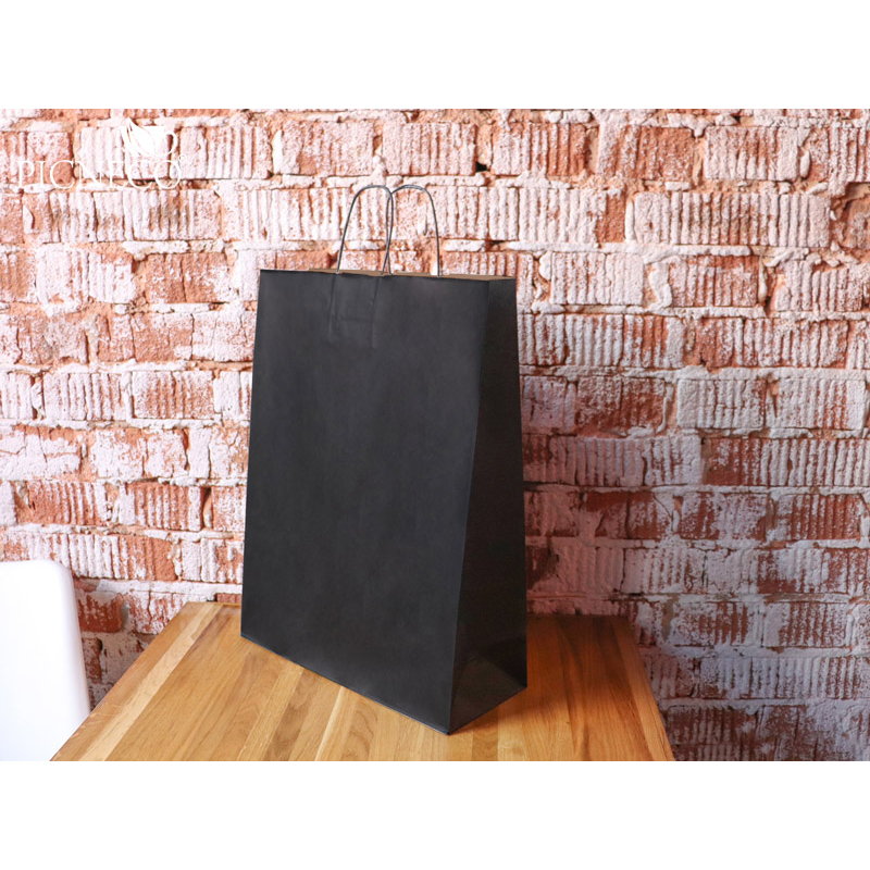 товар Черный пакет с крученными ручками, внутр крафт, 350*150*485, 78 г/м2 CKPK235