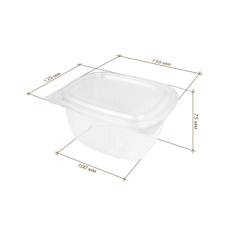товар Одноразовый прозрачный контейнер c крышкой ПЭТ, 156*129 мм, 750 мл PK15675