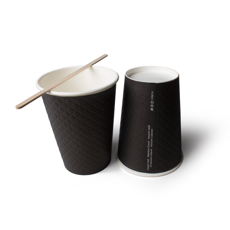 товар Бумажный двухслойный стакан с конгревом, черный, 350 мл STKG030C