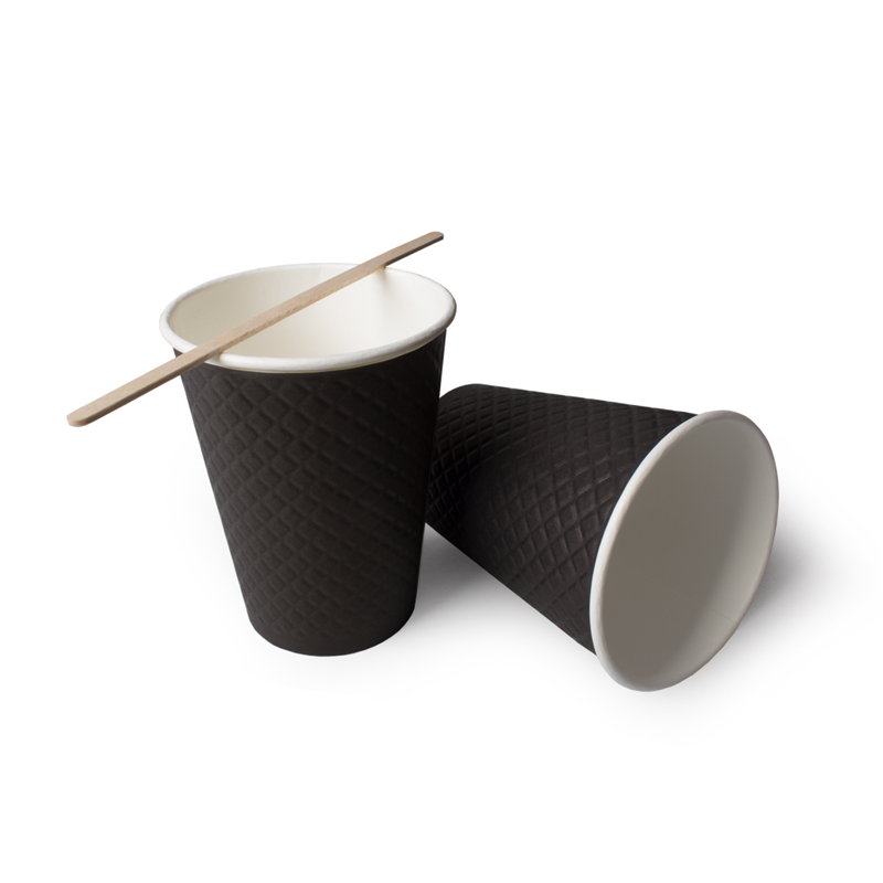 товар Бумажный двухслойный стакан с конгревом, черный, 350 мл STKG030C