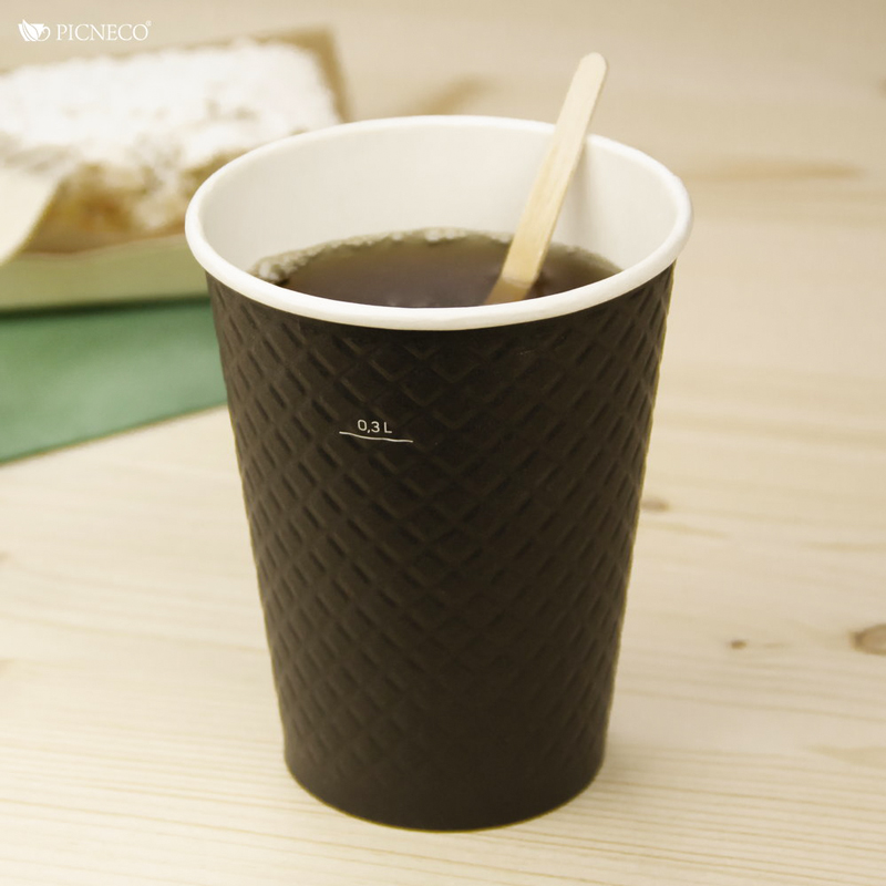 товар Бумажный двухслойный стакан с конгревом, черный, 350 мл STKG030C