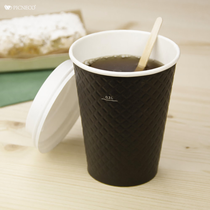 товар Бумажный двухслойный стакан с конгревом, черный, 350 мл STKG030C